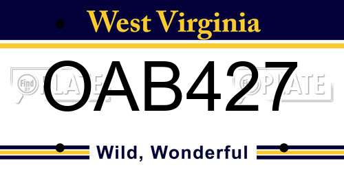 OAB427 West Virginia License Plate