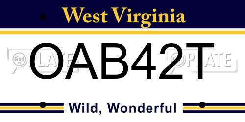 OAB42T West Virginia License Plate