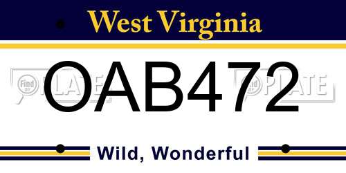 OAB472 West Virginia License Plate