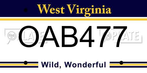 OAB477 West Virginia License Plate