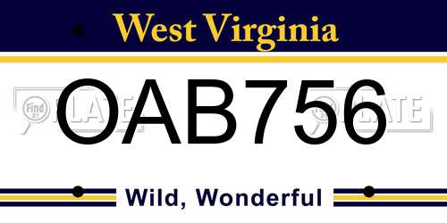 OAB756 West Virginia License Plate