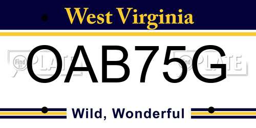 OAB75G West Virginia License Plate