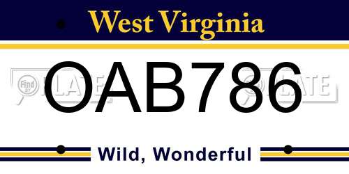 OAB786 West Virginia License Plate