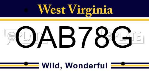 OAB78G West Virginia License Plate