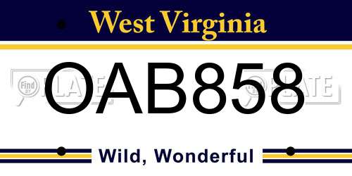 OAB858 West Virginia License Plate