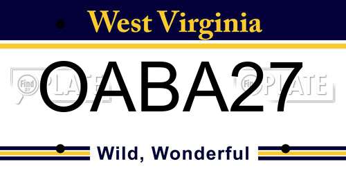 OABA27 West Virginia License Plate