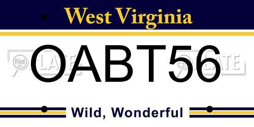 OABT56 West Virginia License Plate