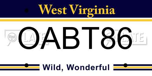 OABT86 West Virginia License Plate