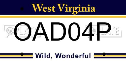 OAD04P West Virginia License Plate