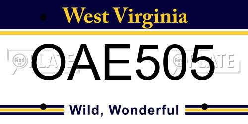OAE505 West Virginia License Plate