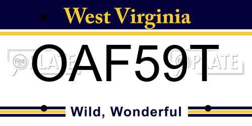 OAF59T West Virginia License Plate