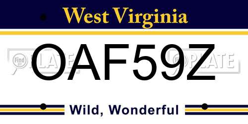 OAF59Z West Virginia License Plate