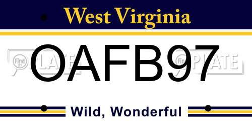 OAFB97 West Virginia License Plate