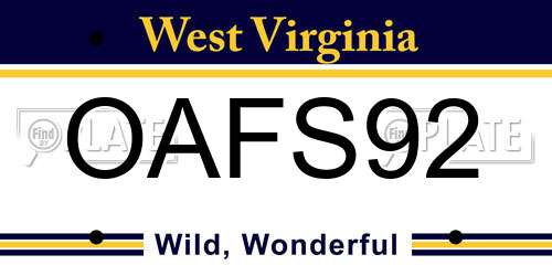 OAFS92 West Virginia License Plate