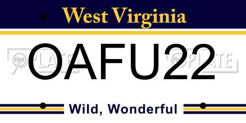 OAFU22 West Virginia License Plate