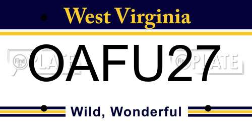 OAFU27 West Virginia License Plate
