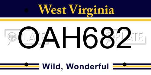OAH682 West Virginia License Plate