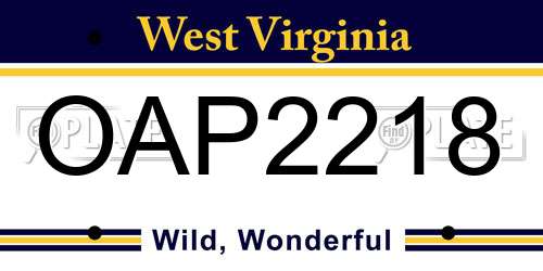 OAP2218 West Virginia License Plate