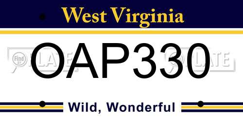 OAP330 West Virginia License Plate