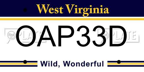 OAP33D West Virginia License Plate