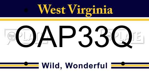 OAP33Q West Virginia License Plate