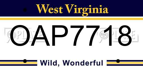 OAP7718 West Virginia License Plate