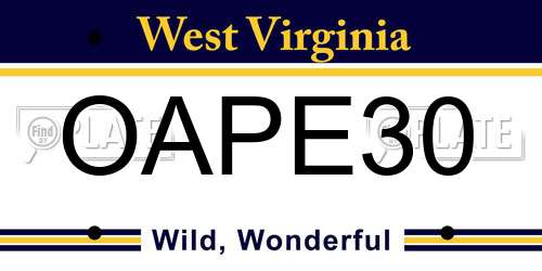 OAPE30 West Virginia License Plate