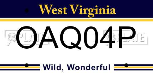 OAQ04P West Virginia License Plate