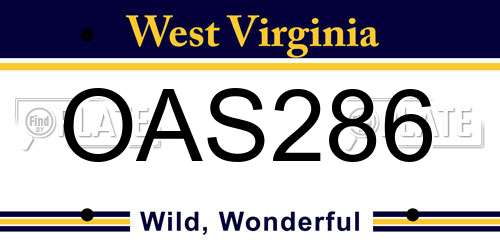OAS286 West Virginia License Plate