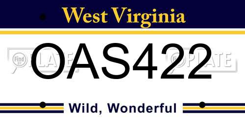 OAS422 West Virginia License Plate