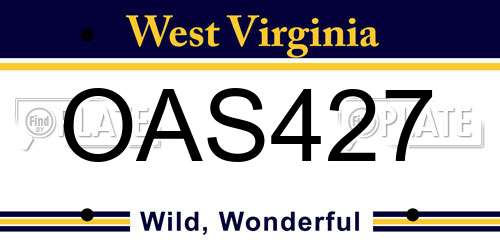 OAS427 West Virginia License Plate
