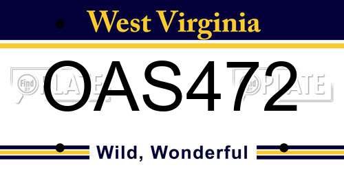OAS472 West Virginia License Plate