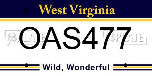 OAS477 West Virginia License Plate