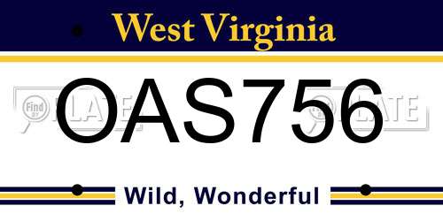 OAS756 West Virginia License Plate