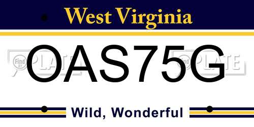 OAS75G West Virginia License Plate