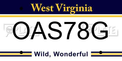 OAS78G West Virginia License Plate