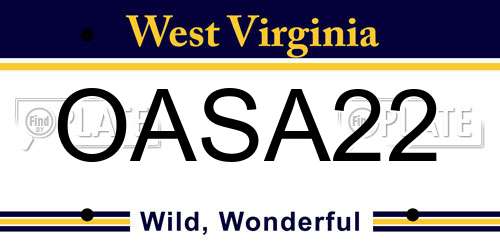 OASA22 West Virginia License Plate
