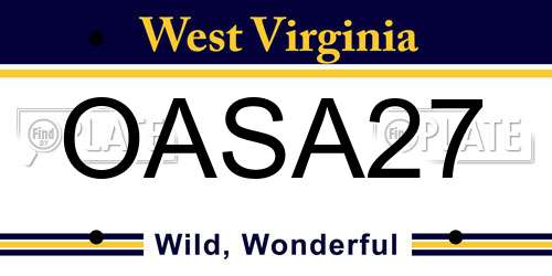 OASA27 West Virginia License Plate