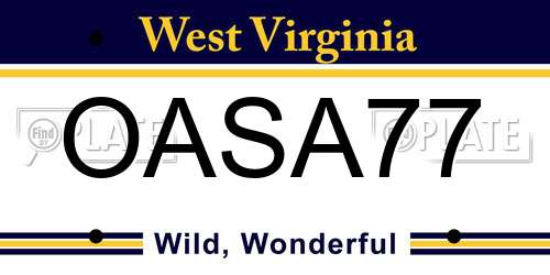 OASA77 West Virginia License Plate