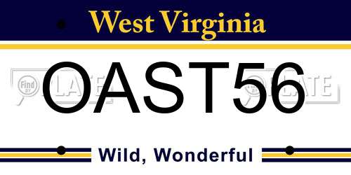 OAST56 West Virginia License Plate