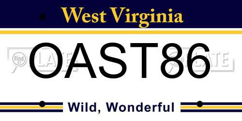 OAST86 West Virginia License Plate