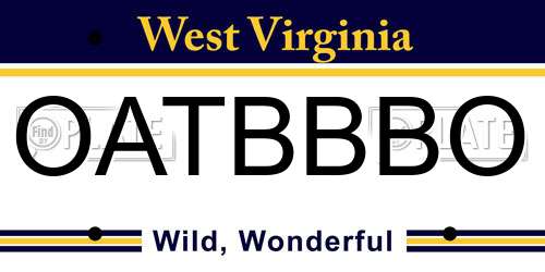 OATBBBO West Virginia License Plate
