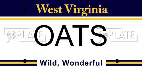 OATS West Virginia License Plate