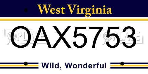 OAX5753 West Virginia License Plate