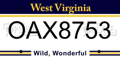 OAX8753 West Virginia License Plate