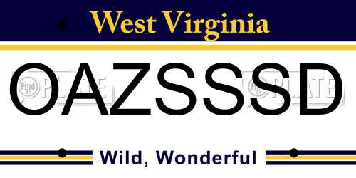 OAZSSSD West Virginia License Plate