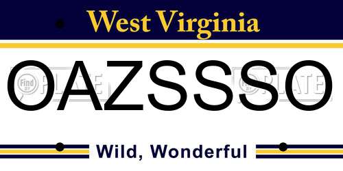 OAZSSSO West Virginia License Plate