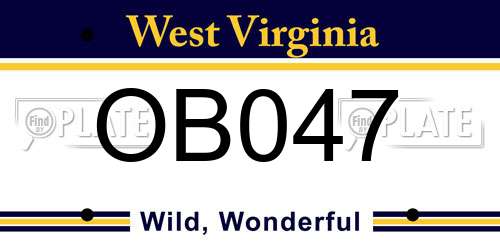 OB047 West Virginia License Plate