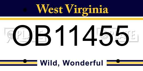 OB11455 West Virginia License Plate