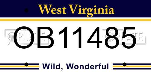 OB11485 West Virginia License Plate